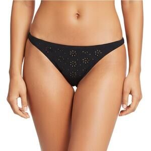 Tory Burch Eyelet Lined Bikini Bottom Black Women Size Large NWT
